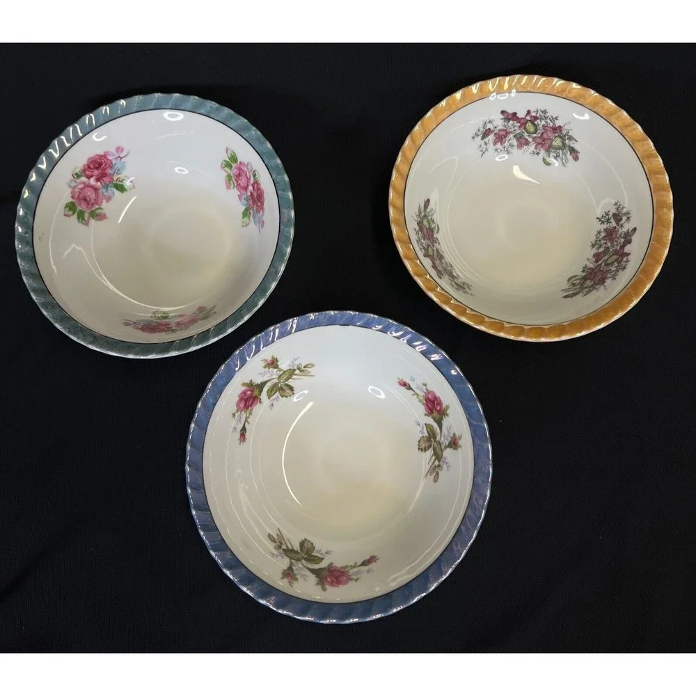Vintage Yamatsu Japan Lusterware Soup Cereal Bowl Floral Design 7